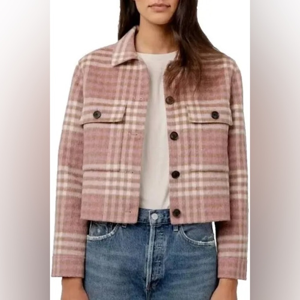 Rails Steffi Plaid Jacket Mauve/Ivory Wool-Blend Size Small